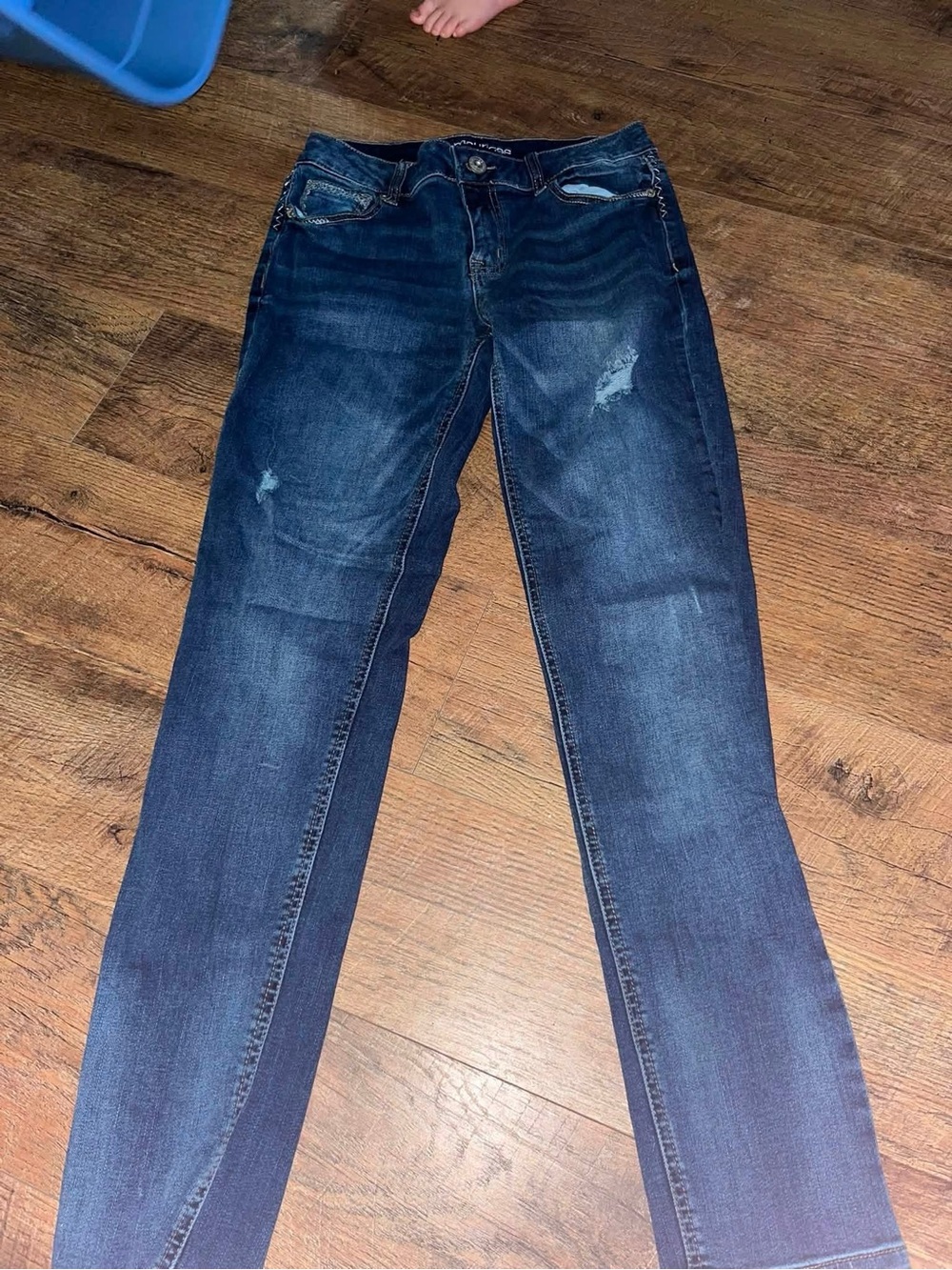Maurices Indigo Skinny Jeans with Whiskered Fade